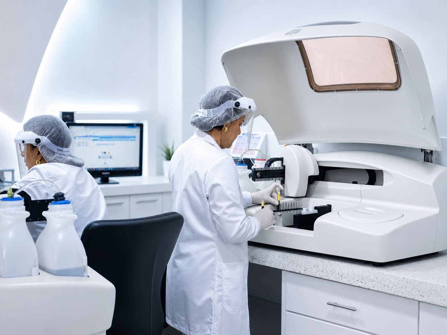 Profesional de laboratorio NAIZIR analizando muestras